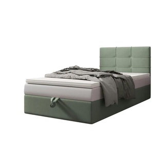 Boxbett mit Stauraum  Matratze H3 und Topper Duo 2 ¦ grün ¦ Maße (cm): B: 100 H: 102