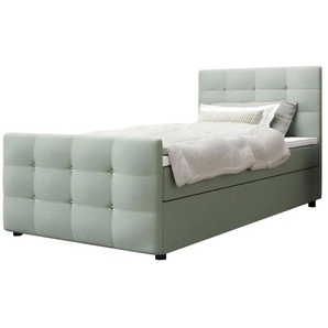 Boxbett mit Stauraum  Matratze H3 und Topper Kleo ¦ grün ¦ Maße (cm): B: 120 H: 105