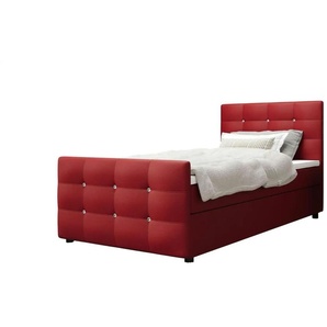 Boxbett mit Stauraum Matratze H3 und Topper Kleo | rot | 90 cm | 105 cm |
