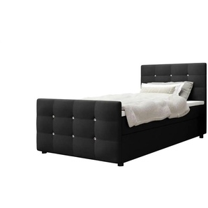 Boxbett mit Stauraum  Matratze H3 und Topper Kleo ¦ schwarz ¦ Maße (cm): B: 100 H: 105