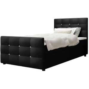 Boxbett mit Stauraum Matratze H3 und Topper Kleo ¦ schwarz ¦ Maße (cm): B: 120 H: 105