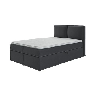 S-STYLE Boxbett mit Stauraum und Topper H3 Uma ¦ grau ¦ Maße (cm): B: 140 H: 103