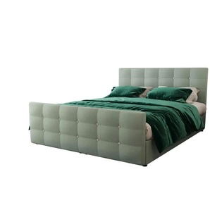 Boxbett mit Stauraum und Topper Kleo ¦ grün ¦ Maße (cm): B: 140 H: 105
