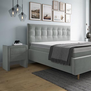 Boxspring Polsterbett Kira 180 x 240 cm Steel