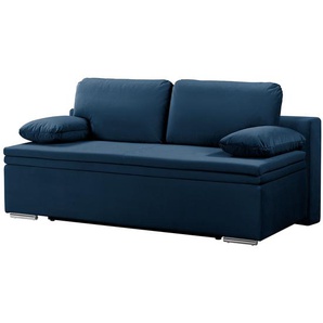 Boxspring-Schlafsofa Goodlow Blau Samt Vaia 205 x 90 x 105cm mit Schlaffunktion Modern