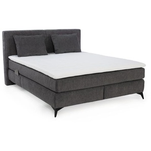 Boxspringbett 160x200 cm H4 Federkernmatratzen Bonell Topper in Chenille Dunkelgrau / 20043
