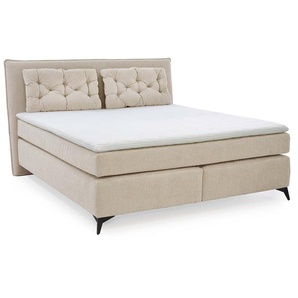 Boxspringbett 180x200 cm Federkern Wendematratzen H2/H3 Bonell Topper Chenille Beige / 20030