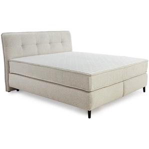 Boxspringbett 180x200 cm Federkern-Wendematratzen H3/H4 Bonell Flachgewebe Beige Grau / 20024