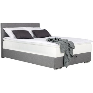 Boxbett Acquario mit Stauraum 90 x 200cm Microfaser/Jersey Grau/Grau Buche
