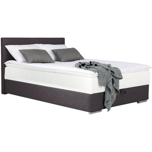 Boxbett Acquario mit Stauraum 120 x 200cm Microfaser/Jersey Grau/Anthrazit Buche