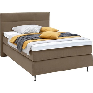 Boxspringbett ADA PREMIUM Cadis Komplettbetten Gr. Microfaser, Liegefläche B/L: 120 cm x 200 cm Betthöhe: 39 cm, Gewicht bis: 120 kg H4, 7-Zonen-Tonnentaschen-Federkernmatratze, grau (graubeige tay 34) Boxspringbetten ohne Bettkasten in unterschiedlichen