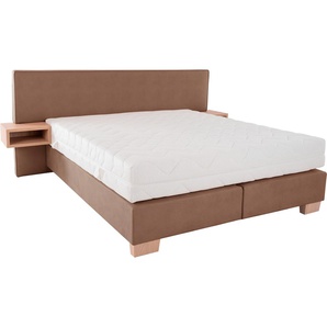 Boxspringbett ADA TRENDLINE Daria Komplettbetten Gr. Microfaser GDU, Liegefläche B/L: 160 cm x 200 cm, Gewicht bis: 80 kg + 80 kg H2 + H2, 7-Zonen-Tonnentaschen-Federkern-Partnermatratze, braun (hellbraun gdu 4) Boxspringbetten ohne Bettkasten integrierte