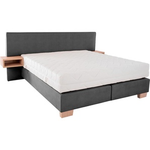 Boxspringbett ADA TRENDLINE Daria Komplettbetten Gr. Microfaser GDU, Liegefläche B/L: 200 cm x 200 cm, Gewicht bis: 100 kg + 100 kg H3 + H3, 7-Zonen-Tonnentaschen-Federkern-Partnermatratze, grau (basaltgrau gdu 29) Boxspringbetten ohne Bettkasten