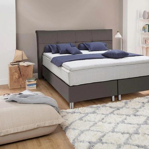 Boxspringbett ADA TRENDLINE Fara Komplettbetten Gr. Kunstleder NTLO, Liegefläche B/L: 120 cm x 200 cm, Gewicht bis: 80 kg H2, 5-Zonen-Tonnentaschen-Federkernmatratze, grau (grau ntlo 12) Bett Boxspringbett Polsterbetten Boxspringbetten ohne Bettkasten