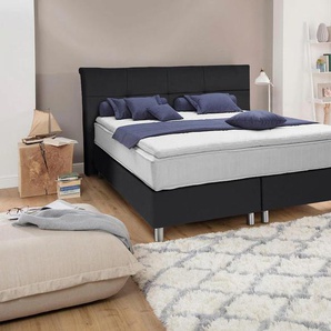 Boxspringbett ADA TRENDLINE Fara Komplettbetten Gr. Kunstleder NTLO, Liegefläche B/L: 120 cm x 200 cm, Gewicht bis: 80 kg H2, 5-Zonen-Tonnentaschen-Federkernmatratze, schwarz (schwarz ntlo 10) Bett Boxspringbett Polsterbetten Boxspringbetten ohne
