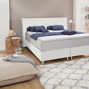 Boxspringbett ADA TRENDLINE Fara Komplettbetten Gr. Kunstleder NTLO, Liegefläche B/L: 180 cm x 200 cm, Gewicht bis: 80 kg H2, 5-Zonen-Tonnentaschen-Federkernmatratze, weiß (weiß ntlo 1) Bett Boxspringbett Polsterbetten Boxspringbetten ohne Bettkasten