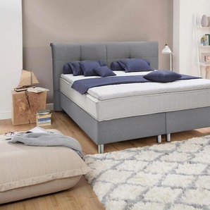 Boxspringbett ADA TRENDLINE Fara Komplettbetten Gr. Struktur grob NTBO, Liegefläche B/L: 100 cm x 200 cm, Gewicht bis: 80 kg H2, 5-Zonen-Tonnentaschen-Federkernmatratze, grau (hellgrau ntbo 18) Bett Boxspringbett Polsterbetten Boxspringbetten ohne
