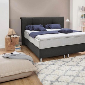 Boxspringbett ADA TRENDLINE Fara Komplettbetten Gr. Struktur grob NTBO, Liegefläche B/L: 140 cm x 200 cm, Gewicht bis: 100 kg H3, 5-Zonen-Tonnentaschen-Federkernmatratze, schwarz (schwarz ntbo 19) Bett Boxspringbett Polsterbetten Boxspringbetten ohne