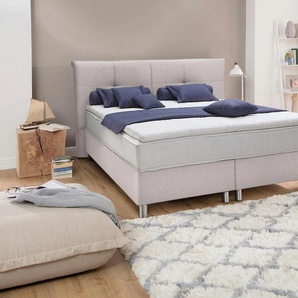 Boxspringbett ADA TRENDLINE Fara Komplettbetten Gr. Struktur grob NTBO, Liegefläche B/L: 160 cm x 200 cm, Gewicht bis: 80 kg + 100 kg H2 + H3, 5-Zonen-Tonnentaschen-Federkernmatratze, beige (beige ntbo 1) Bett Boxspringbett Polsterbetten Boxspringbetten