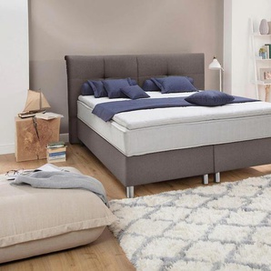 Boxspringbett ADA TRENDLINE Fara Komplettbetten Gr. Struktur grob NTBO, Liegefläche B/L: 180 cm x 200 cm, Gewicht bis: 80 kg H2, 5-Zonen-Tonnentaschen-Federkernmatratze, grau (braungrau ntbo 4) Bett Boxspringbett Polsterbetten Boxspringbetten ohne