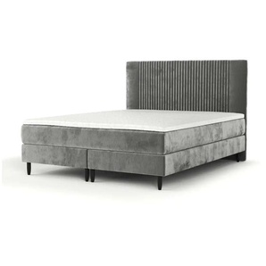 maison de rêve Boxspringbett Inklusive Topper Adena ¦ grau ¦ Maße (cm): B: 122 H: 119
