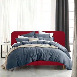 Boxspringbett ANDAS Premium Komplettbetten Gr. Struktur fein, Liegefläche B/L: 100 cm x 200 cm, H2, Taschen-Federkernmatratze, rot Boxspringbetten ohne Bettkasten Komplettbetten Steppung mit Knopfheftung, inkl. Topper