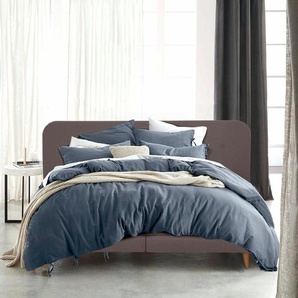 Boxspringbett ANDAS Premium Komplettbetten Gr. Struktur fein, Liegefläche B/L: 100 cm x 200 cm, H3, Taschen-Federkernmatratze, braun (schlamm) Boxspringbetten ohne Bettkasten Komplettbetten Steppung mit Knopfheftung, inkl. Topper