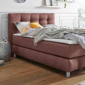 Boxspringbett ANDAS Salo Komplettbetten Gr. Struktur, Liegefläche B/L: 120 cm x 200 cm Betthöhe: 50 cm, Gewicht bis: 100 kg H3, 7-Zonen-Kaltschaummatratze, braun Bett Boxspringbett Polsterbetten Boxspringbetten ohne Bettkasten Komplettbetten incl. Topper,