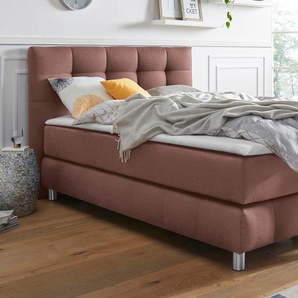 Boxspringbett ANDAS Salo Komplettbetten Gr. Struktur, Liegefläche B/L: 120 cm x 200 cm Betthöhe: 50 cm, Gewicht bis: 100 kg H3, 7-Zonen-Tonnentaschen-Federkernmatratze, braun Bett Boxspringbett Polsterbetten Boxspringbetten ohne Bettkasten Komplettbetten