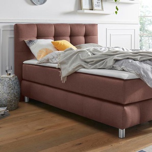 Boxspringbett ANDAS Salo Komplettbetten Gr. Struktur, Liegefläche B/L: 120 cm x 200 cm Betthöhe: 50 cm, Gewicht bis: 100 kg H3, Bonnell-Federkernmatratze, braun Bett Boxspringbett Polsterbetten Boxspringbetten ohne Bettkasten Komplettbetten incl. Topper,