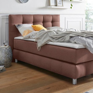 Boxspringbett ANDAS Salo Komplettbetten Gr. Struktur, Liegefläche B/L: 120 cm x 200 cm Betthöhe: 50 cm, Gewicht bis: 80 kg H2, 7-Zonen-Kaltschaummatratze, braun Bett Boxspringbett Polsterbetten Boxspringbetten ohne Bettkasten Komplettbetten incl. Topper,