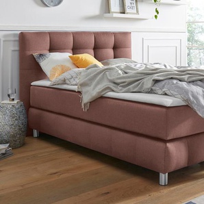Boxspringbett ANDAS Salo Komplettbetten Gr. Struktur, Liegefläche B/L: 140 cm x 200 cm Betthöhe: 50 cm, Gewicht bis: 100 kg H3, Bonnell-Federkernmatratze, braun Bett Boxspringbett Polsterbetten Boxspringbetten ohne Bettkasten Komplettbetten incl. Topper,