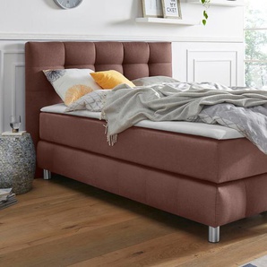 Boxspringbett ANDAS Salo Komplettbetten Gr. Struktur, Liegefläche B/L: 140 cm x 200 cm Betthöhe: 50 cm, Gewicht bis: 80 kg H2, 7-Zonen-Kaltschaummatratze, braun Bett Boxspringbett Polsterbetten Boxspringbetten ohne Bettkasten Komplettbetten incl. Topper,