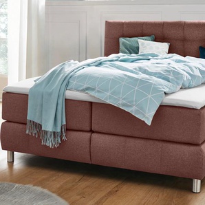 Boxspringbett ANDAS Salo Komplettbetten Gr. Struktur, Liegefläche B/L: 160 cm x 200 cm Betthöhe: 50 cm, Gewicht bis: 80 kg H2, Bonnell-Federkernmatratze, braun Bett Boxspringbett Polsterbetten Boxspringbetten ohne Bettkasten Komplettbetten incl. Topper, 6