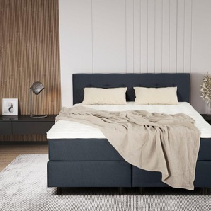 Boxspringbett ANDAS Turku Komplettbetten Gr. Luxus-Microfaser, Liegefläche B/L: 160 cm x 200 cm Betthöhe: 52 cm, kein Härtegrad, Taschen-Federkernmatratze, blau Boxspringbetten ohne Bettkasten inklusive Matratze un Topper, in verschiedenen Farben