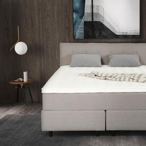 Boxspringbett ANDAS Turku Komplettbetten Gr. Luxus-Microfaser, Liegefläche B/L: 160 cm x 200 cm Betthöhe: 52 cm, kein Härtegrad, Taschen-Federkernmatratze, grau Boxspringbetten ohne Bettkasten inklusive Matratze un Topper, in verschiedenen Farben