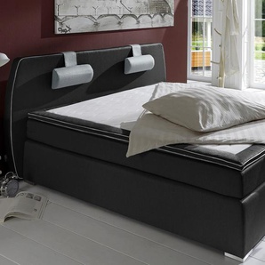 Boxspringbett ATLANTIC HOME COLLECTION Rex Komplettbetten Gr. Liegefläche B/L: 180 cm x 200 cm, H2, Bonnell-Federkernmatratze, schwarz Boxspringbetten ohne Bettkasten Komplettbetten mit Topper und verstellbaren Nackenkissen
