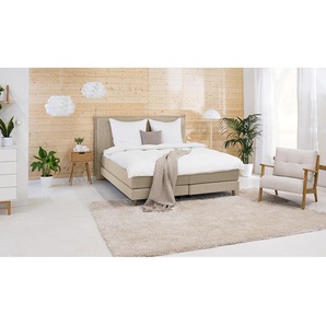 Boxspringbett Klassisch 180 x 200cm Webstoff Meara Beige/Schlamm H3