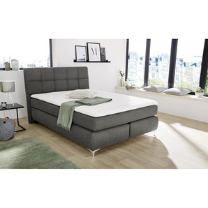 Boxspringbett Bea, grau, 140 x 200 cm, inkl. Topper