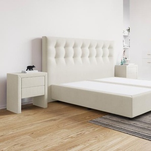 Boxspringbett Beatrix ohne Matratze 90 x 210 cm Ecru