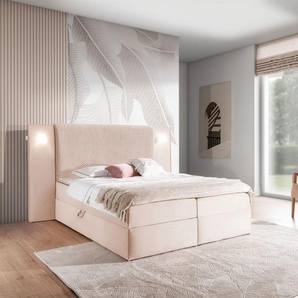 Boxspringbett Bett MARTEN 120x200cm Set.1 in Stoff Magic Velvet Hellrosa