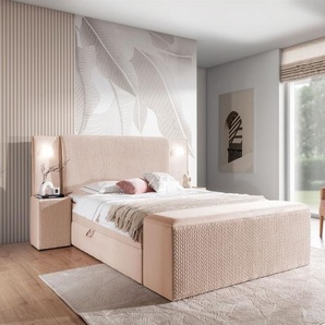 Boxspringbett Bett MARTEN 120x200cm Set.4 in Stoff Magic Velvet Hellrosa