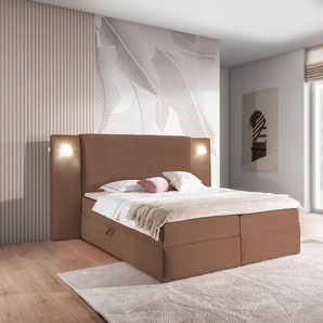 Boxspringbett Bett MARTEN 140x220cm Set.1 in Stoff Magic Velvet Braun