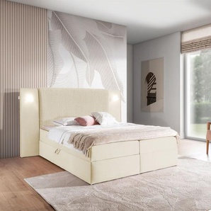 Boxspringbett Bett MARTEN 140x220cm Set.1 in Stoff Magic Velvet Creme