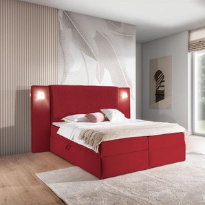 Boxspringbett Bett MARTEN 160x200cm Set.1 in Stoff Magic Velvet Rot