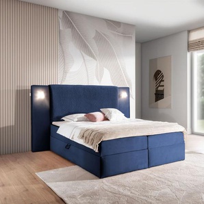 Boxspringbett Bett MARTEN 160x220cm Set.1 in Stoff Magic Velvet Dunkelblau