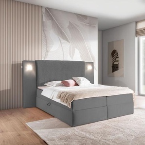 Boxspringbett Bett MARTEN 180x200cm Set.1 in Stoff Magic Velvet Dunkelgrau