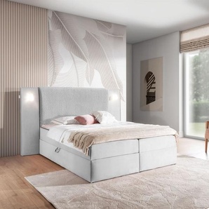 Boxspringbett Bett MARTEN 180x220cm Set.1 in Stoff Magic Velvet Hellgrau