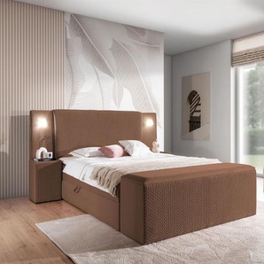 Boxspringbett Bett MARTEN 180x220cm Set.4 in Stoff Magic Velvet Braun