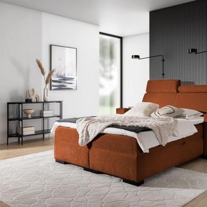 Boxspringbett Bett NESTOR 180x200cm Set.1 in Stoff Dress Me Rostbraun